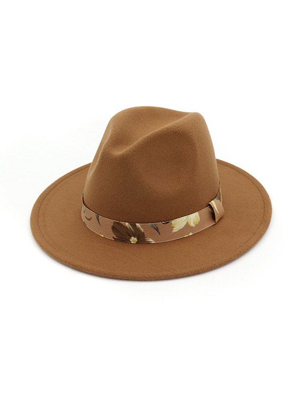 

Flower Pattern Woolen Jazz Hat, Khaki