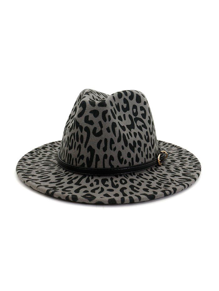 

Leopard Belt Embellished Jazz Hat, Gray