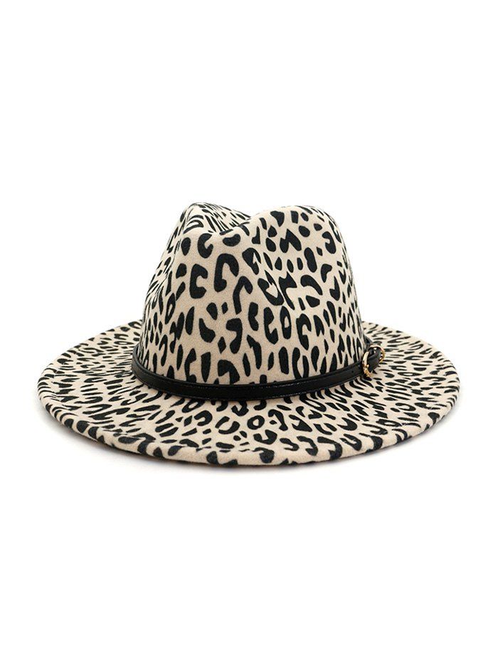 

Leopard Belt Embellished Jazz Hat, Beige