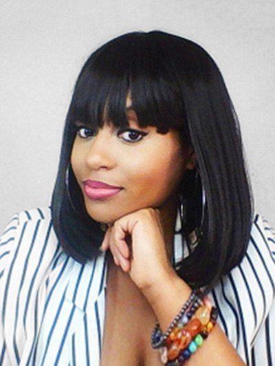 

Full Bang Straight Bob Short Synthetic Wig, Natural black