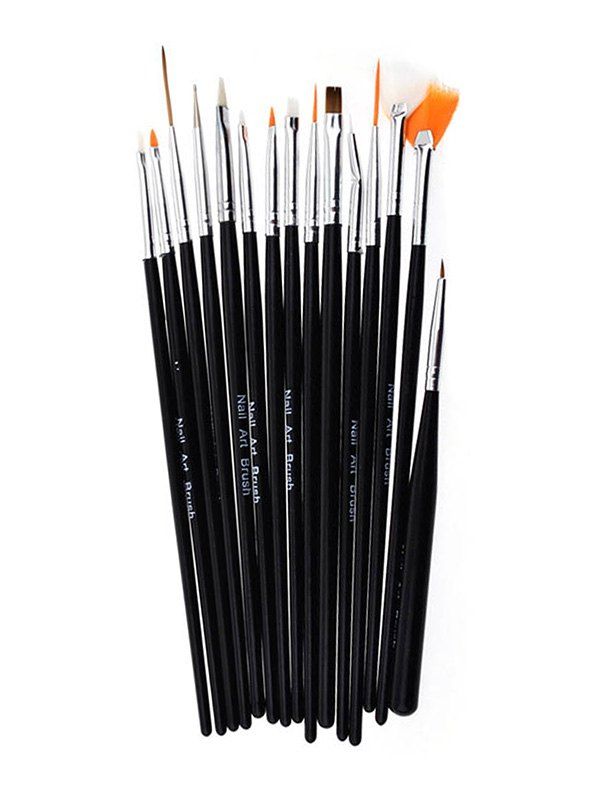 

15Pcs Nail Painting Brush Set, Black