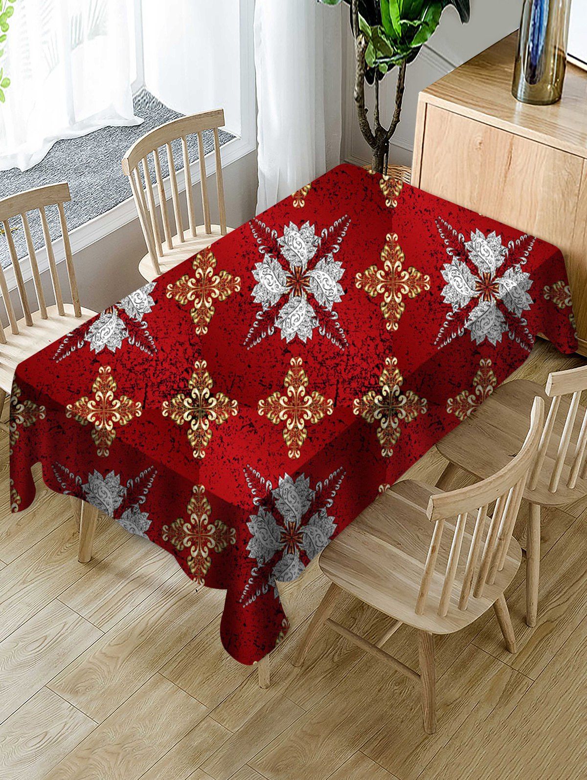 

Abstract Floral Fabric Waterproof Table Cloth, Multi