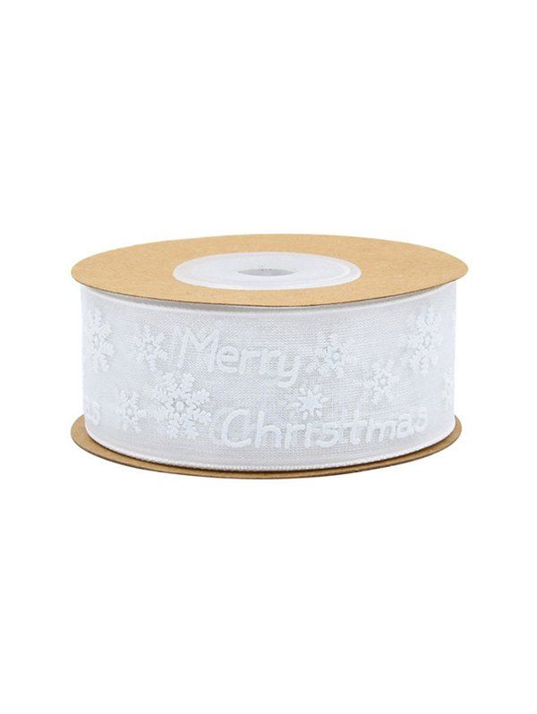 

10 Meter Merry Christmas Snowflake Gift Decoration Ribbon, White