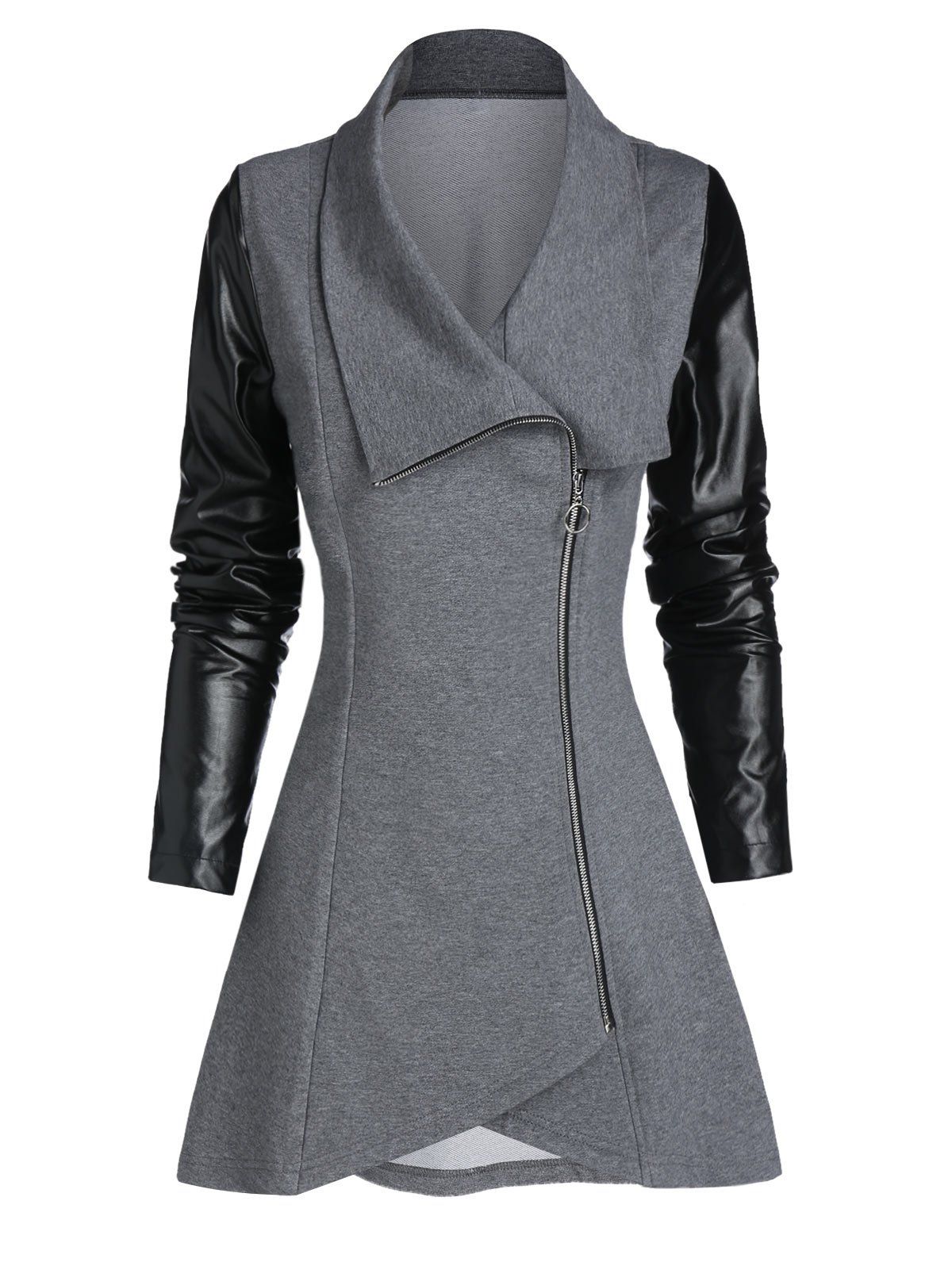 asymmetric panel zip embellished coat