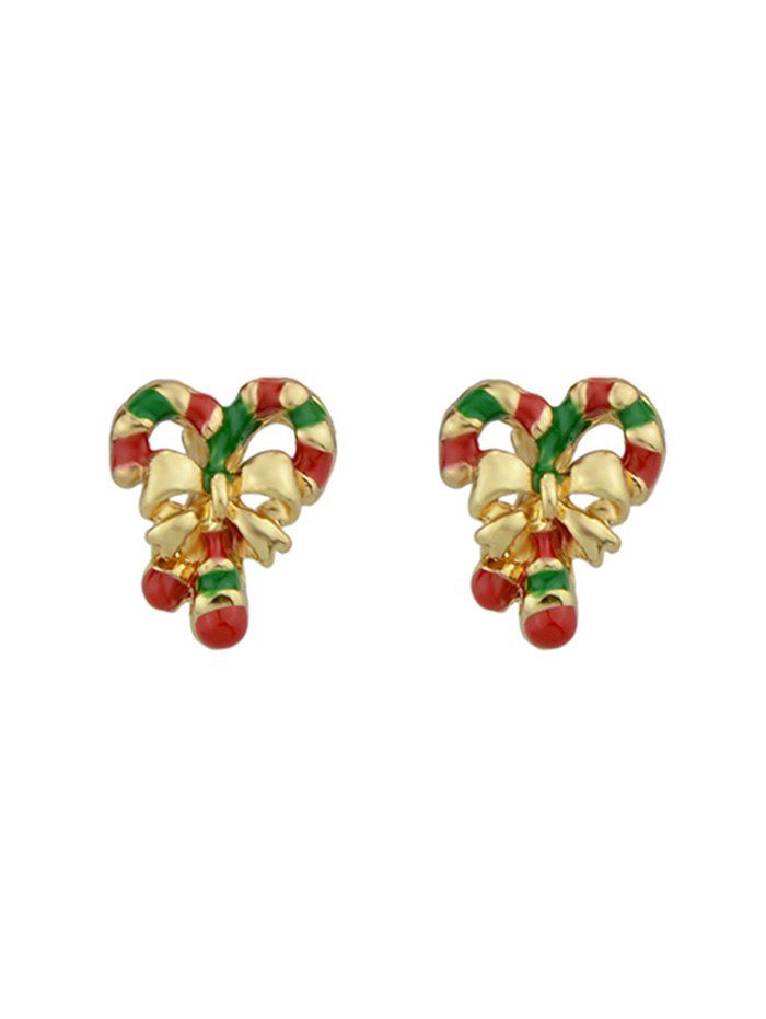 

Christmas Stick Bowknot Stud Earrings, Gold