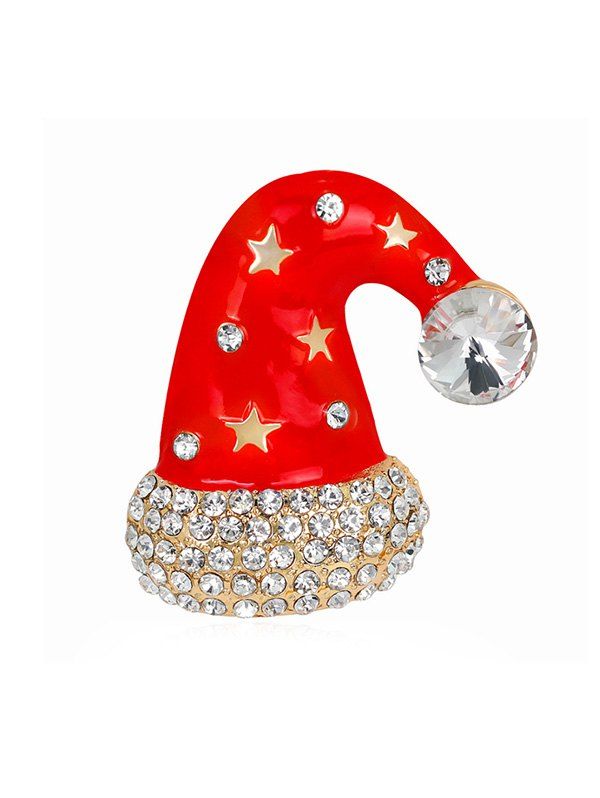 

Christmas Hat Star Rhinestone Brooch, Gold