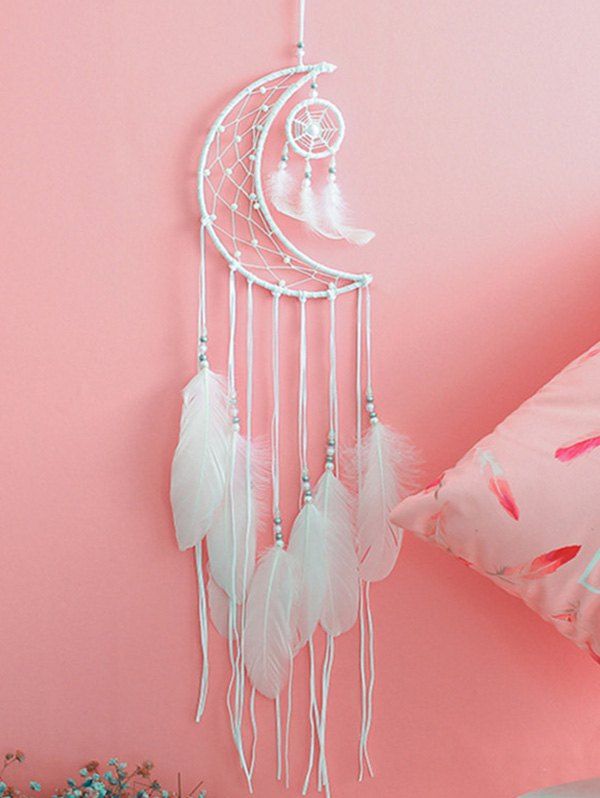 

Moon Dream Catcher Feather Hanging Decoration, White