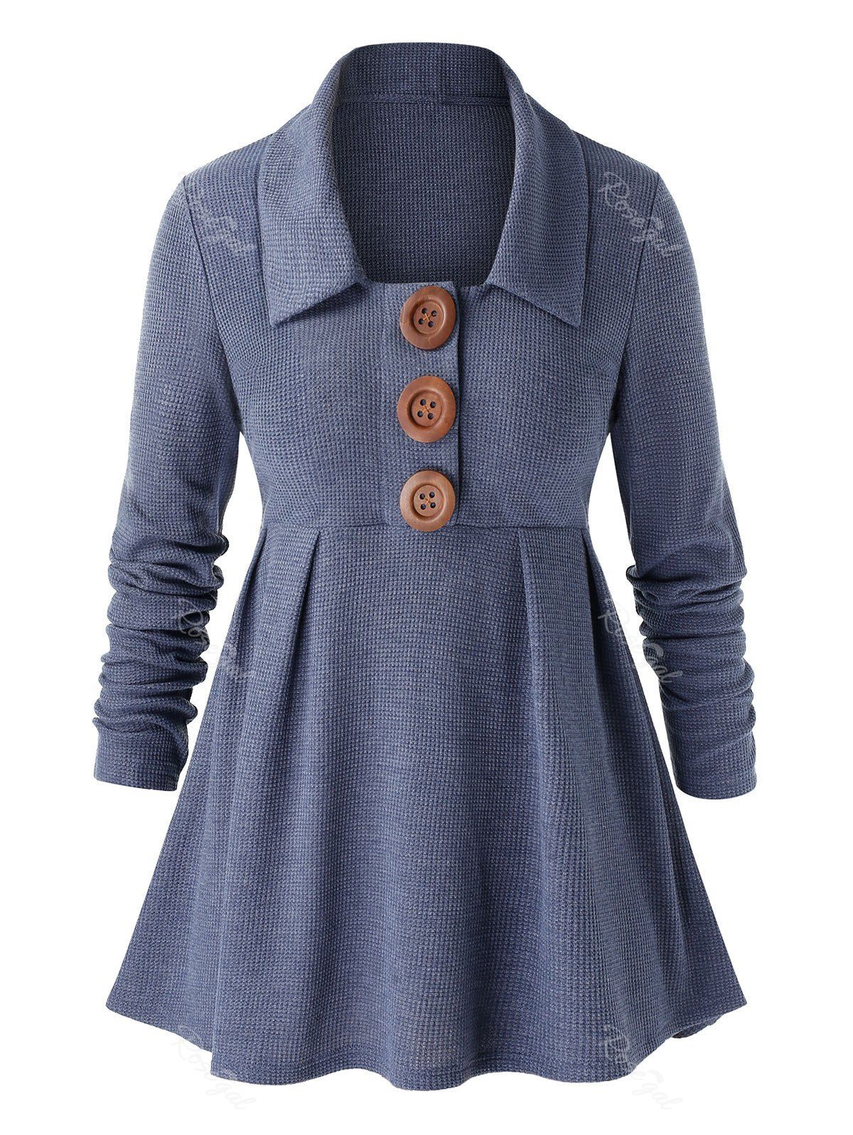 

Plus Size Button Sweater, Blue gray