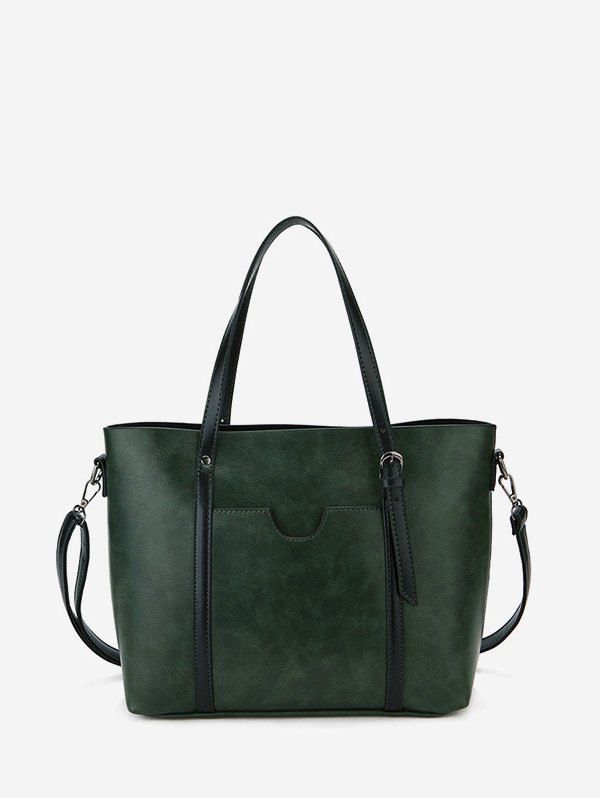 

Simple Pocket Leather Tote Bag, Medium sea green