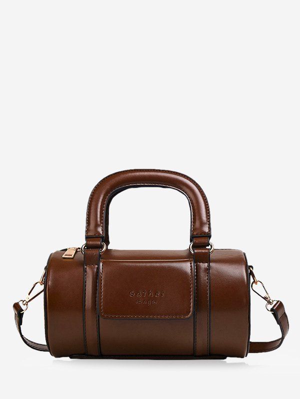 

Solid Business Leather Boston Bag, Deep brown