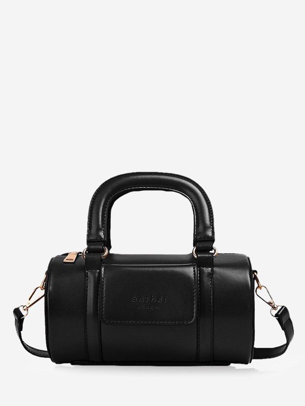 

Solid Business Leather Boston Bag, Black