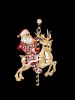 Christmas Elk Santa Claus Rhinestone Brooch -  