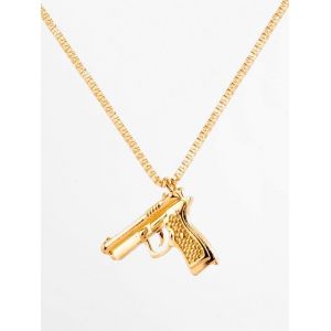 

Hip-hop Pendant Gun Shape Necklace, Gold