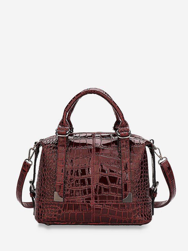 

European Snakeskin Print Single Shoulder Bag, Red wine