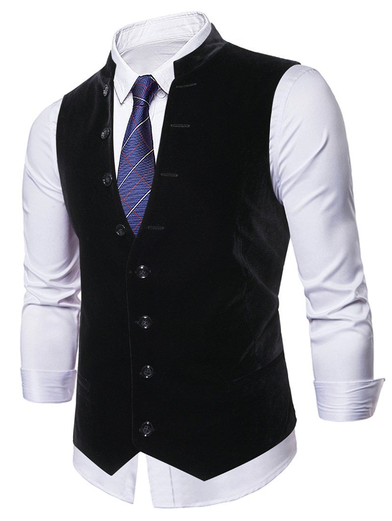 

Single-breasted Design Casual Waistcoat, Black