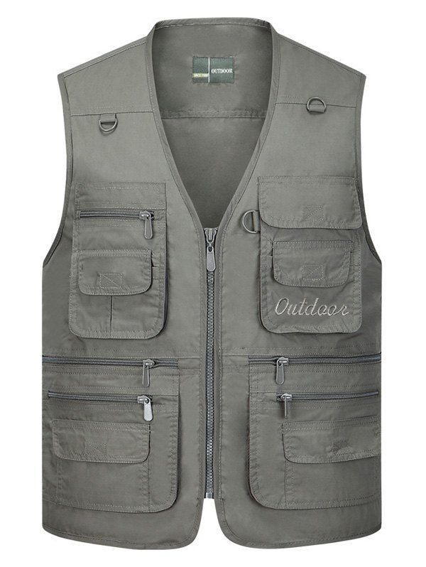 

Outdoor Multi Zip Pocket Cargo Waistcoat, Gray