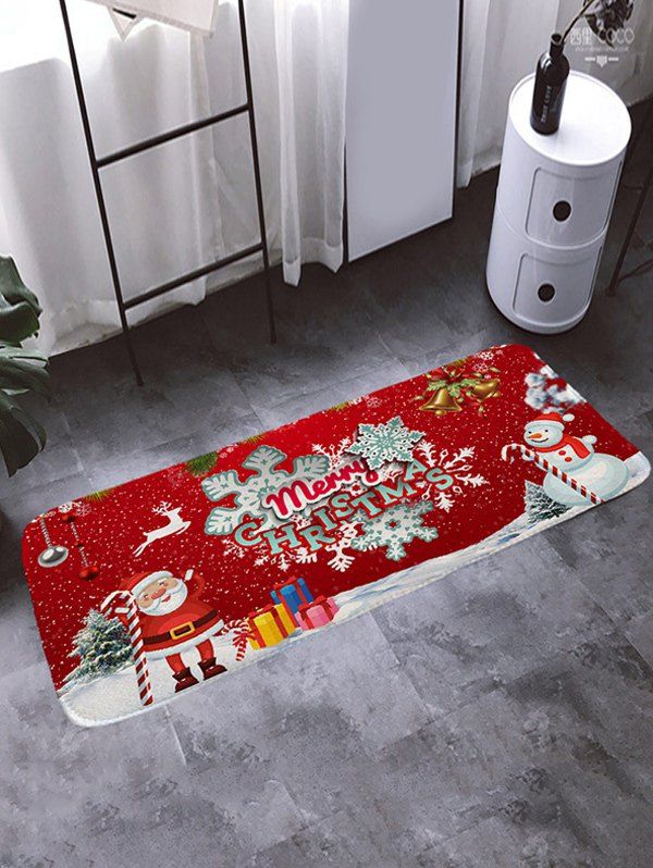 

Christmas Santa Claus Letter Print Floor Rug, Multi-a