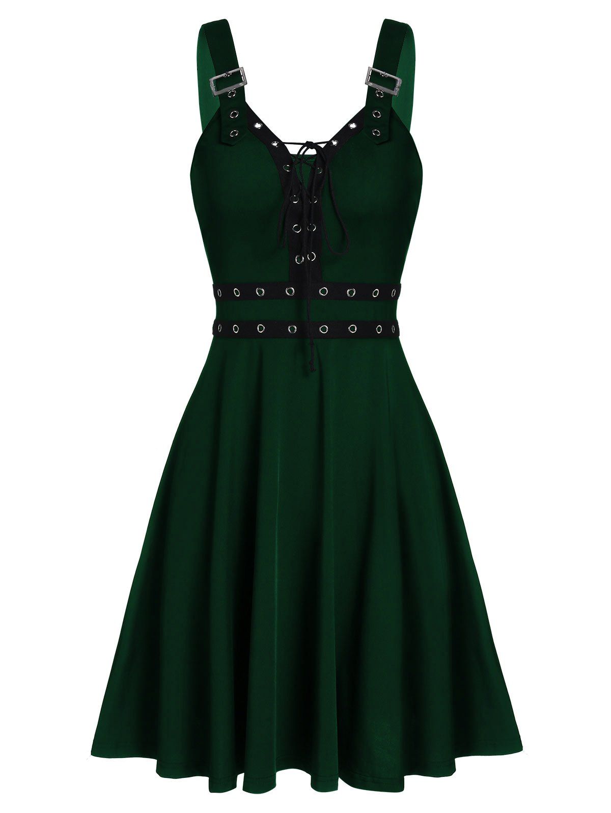 

Sweetheart Collar A Line Rings Gothic Dress, Dark green