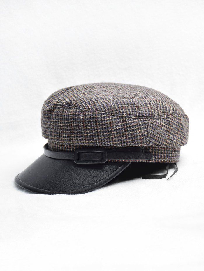 

British Style Buckle Plaid Retro Cadet Cap, Multi