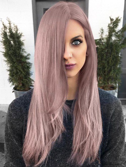 

Long Straight Capless Party Synthetic Wig, Khaki rose