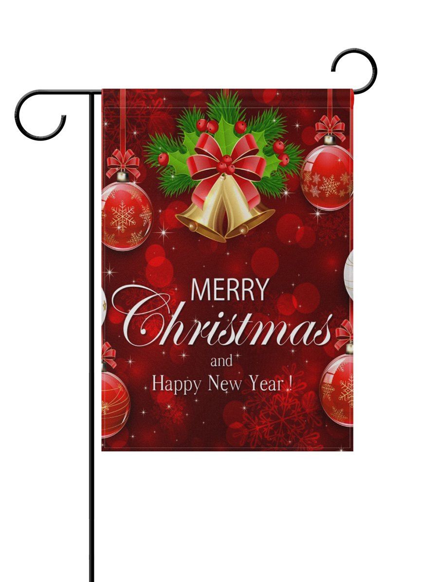 

Merry Christmas Bell Double Side Printed Decoration Flag, Red