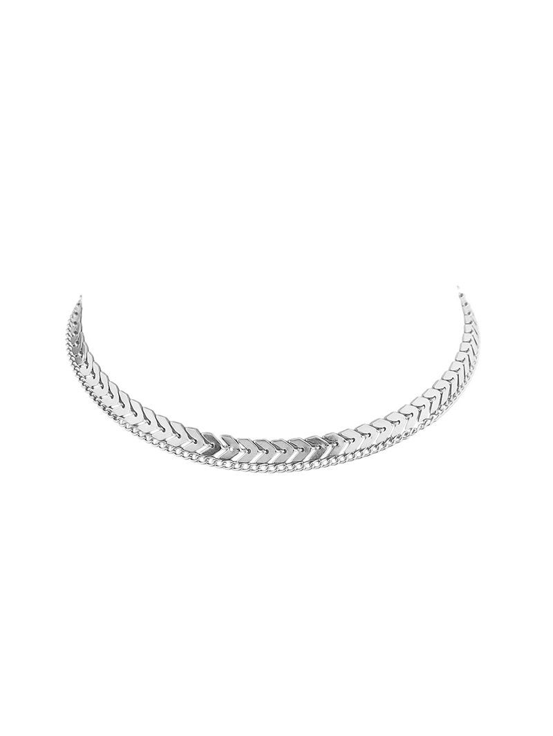 

Arrow Chain Double Layer Choker Necklace, Silver