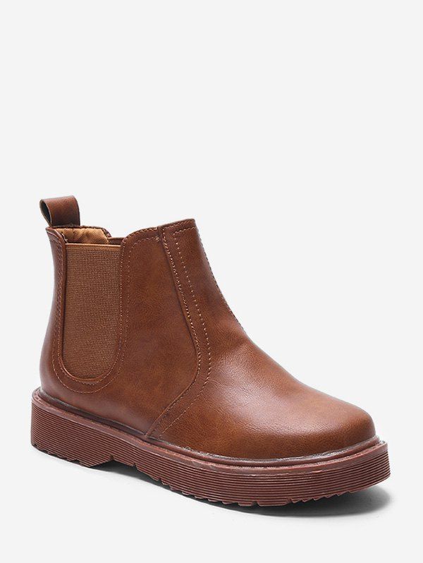 

Solid Color Round Toe Chelsea Ankle Boots, Brown bear