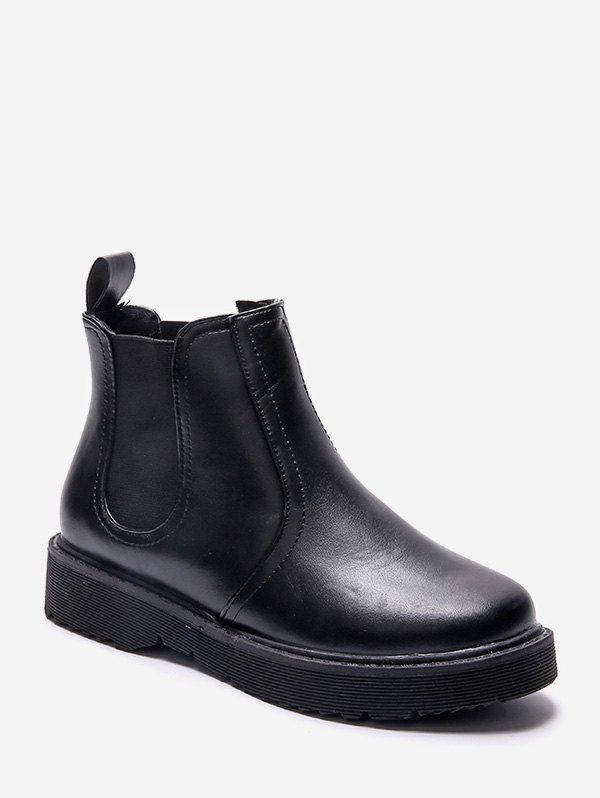 

Solid Color Round Toe Chelsea Ankle Boots, Black