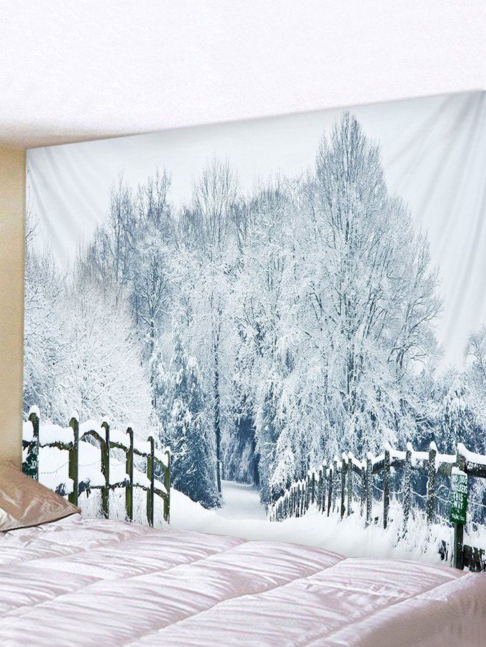 

Snow Forest Bridge Road Print Tapestry Wall Hanging Art Decoration, Multi