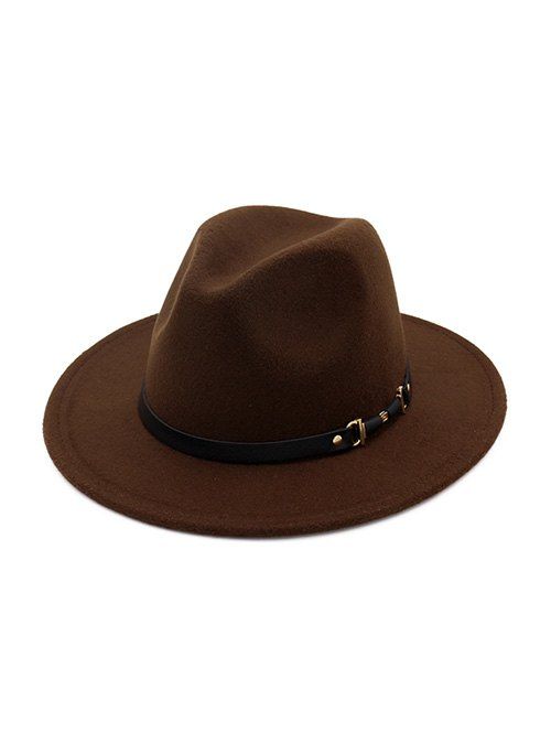 

Buckle Design Woolen Jazz Hat, Coffee