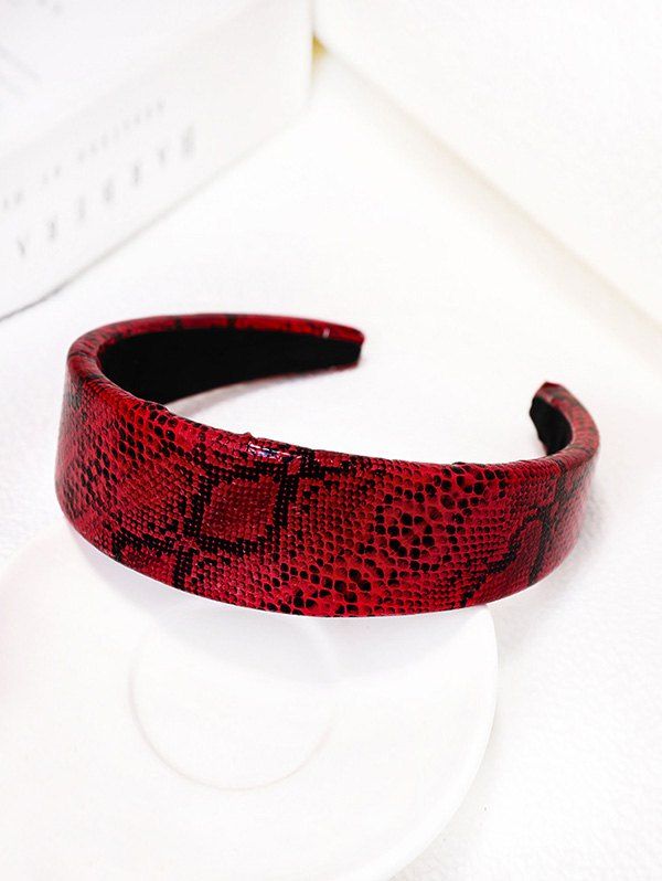 

Wide Snakeskin Pattern PU Hairband, Red