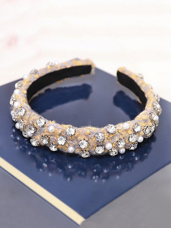 

Rhinestone Faux Pearl Hairband, Blue gray