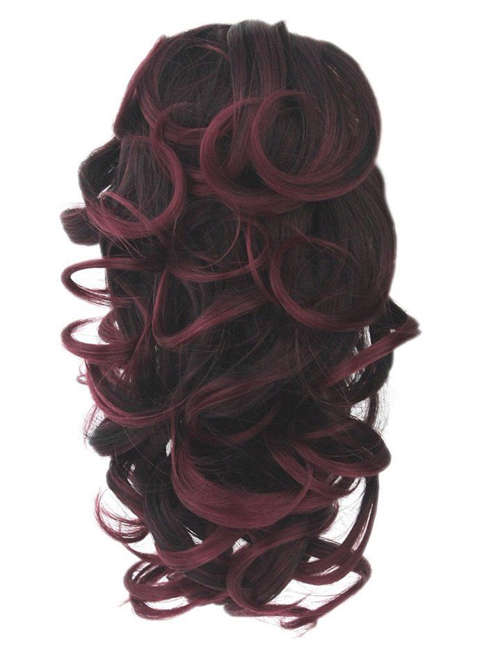 

Short Loose Wave Clip Synthetic Hair Piece, Red wine