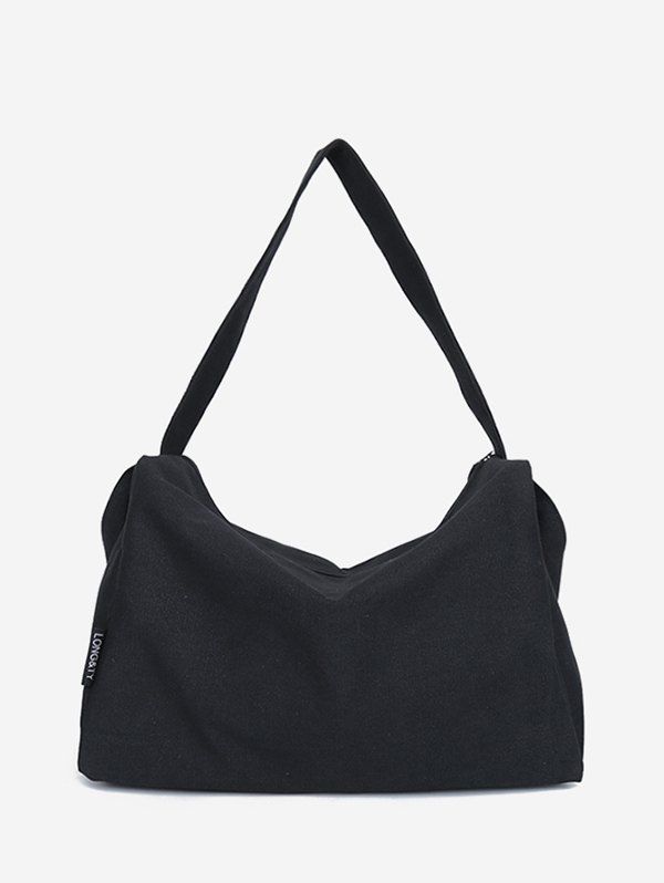 

Canvas Big Zipper Solid Sports Bag, Black