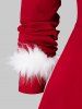 Robe de Noël Asymétrique Tricotée Panneau en Fausse Fourrure Grande Taille - Rouge Vineux L