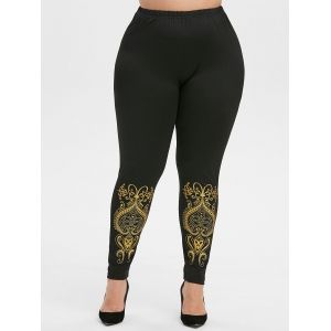 

Plus Size Baroque High Waisted Leggings, Black