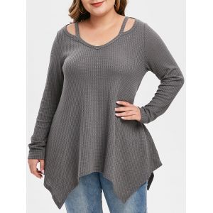 

Plus Size Handkerchief Cut Out Knitwear, Gray