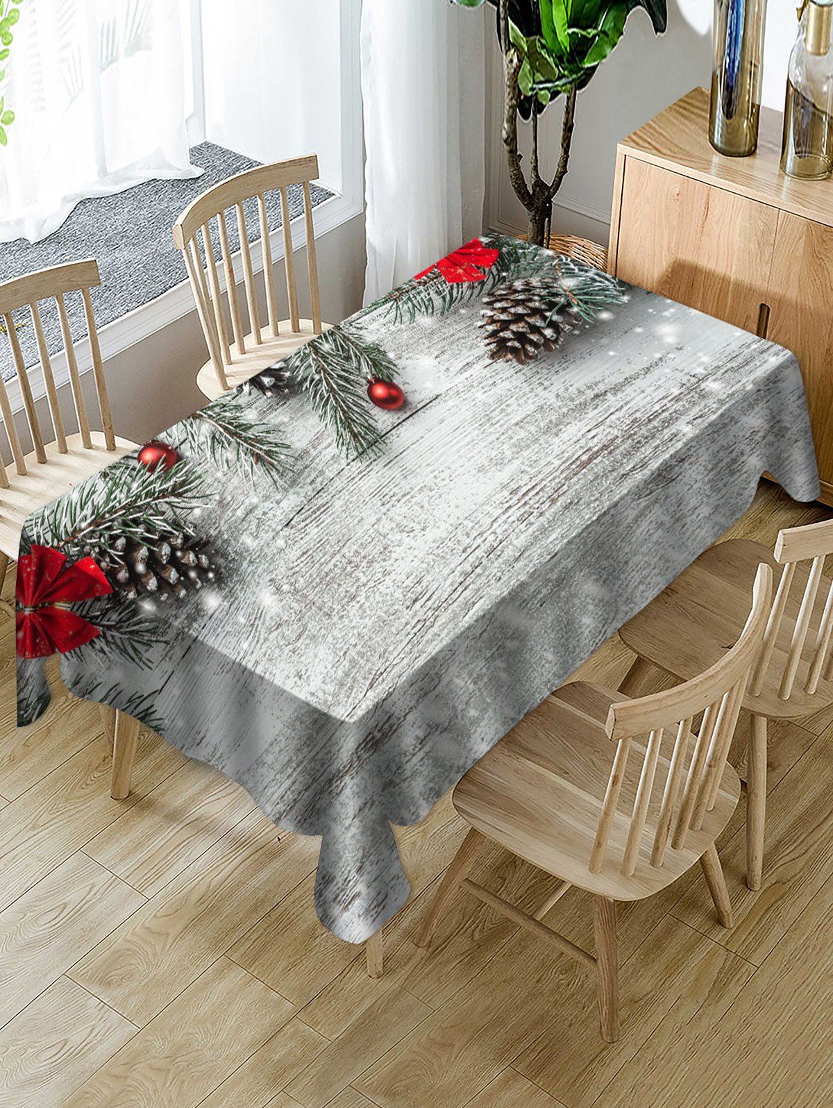 

Christmas Ball Fabric Waterproof Table Cloth, Multi