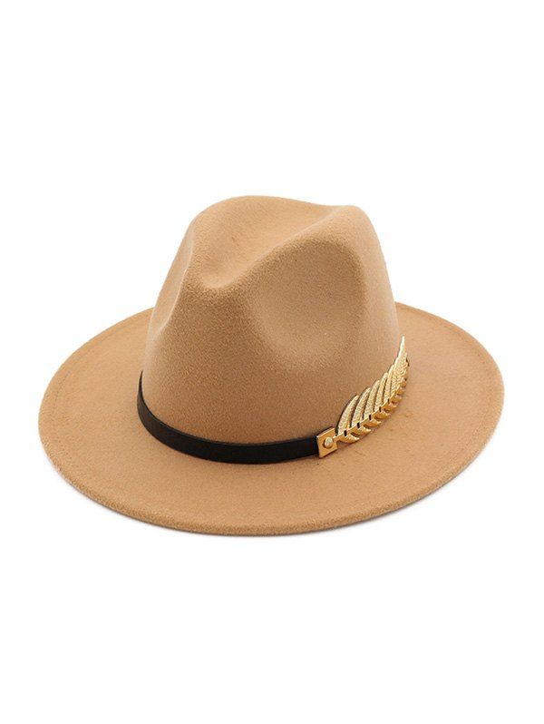 

Leaf Embellished Jazz Hat, Light khaki