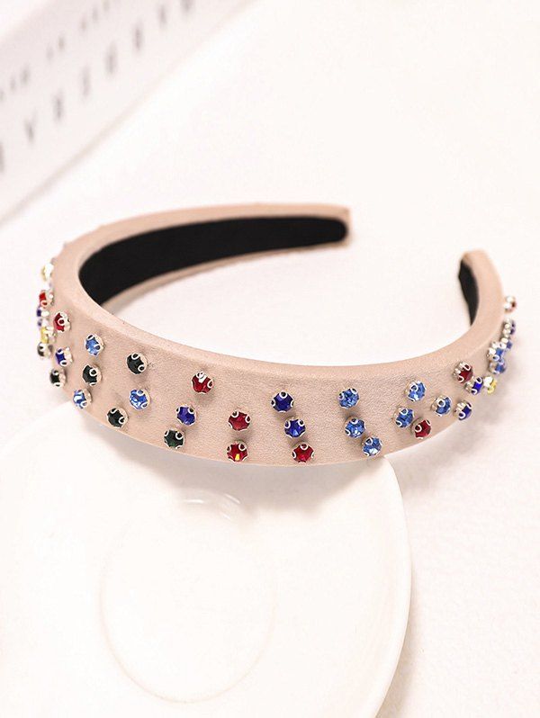 

Colored Rhinestone Fabric Wide Hairband, Beige