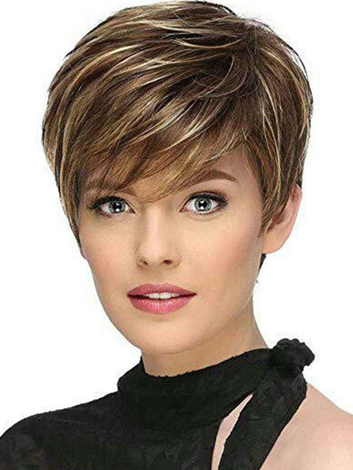 

Side Fringe Colormix Short Straight Synthetic Wig, Brown