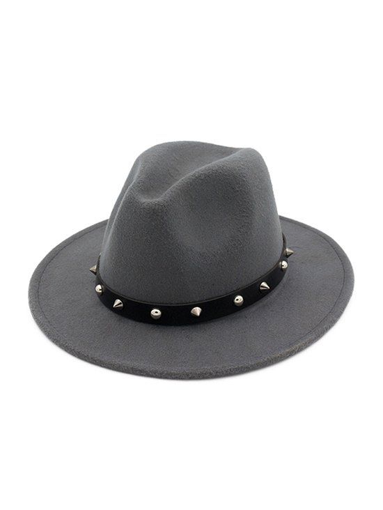 

Rivets Embellished Jazz Hat, Gray