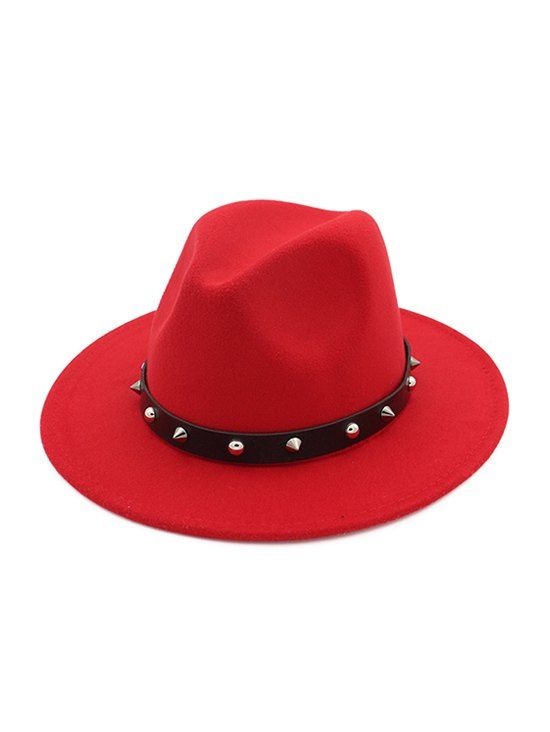 

Rivets Embellished Jazz Hat, Red