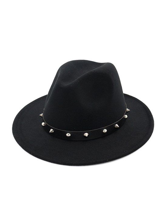 

Rivets Embellished Jazz Hat, Black