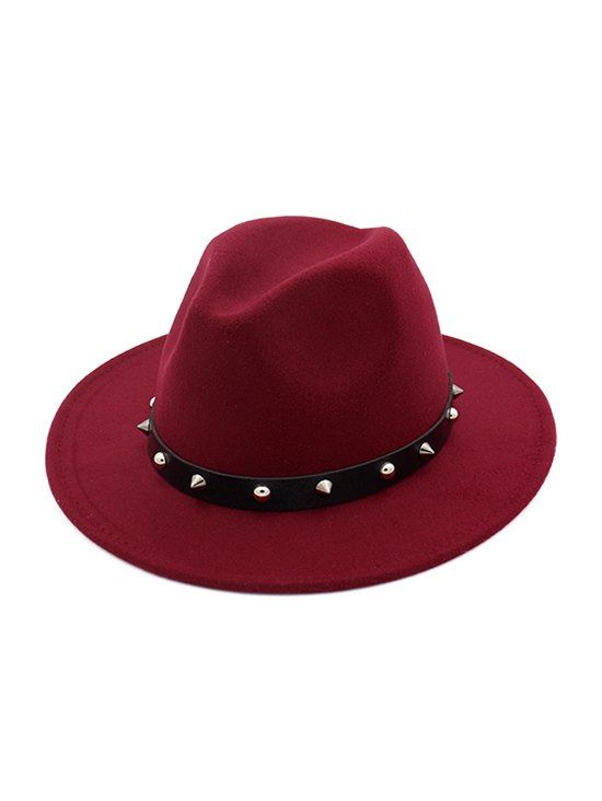 

Rivets Embellished Jazz Hat, Red wine