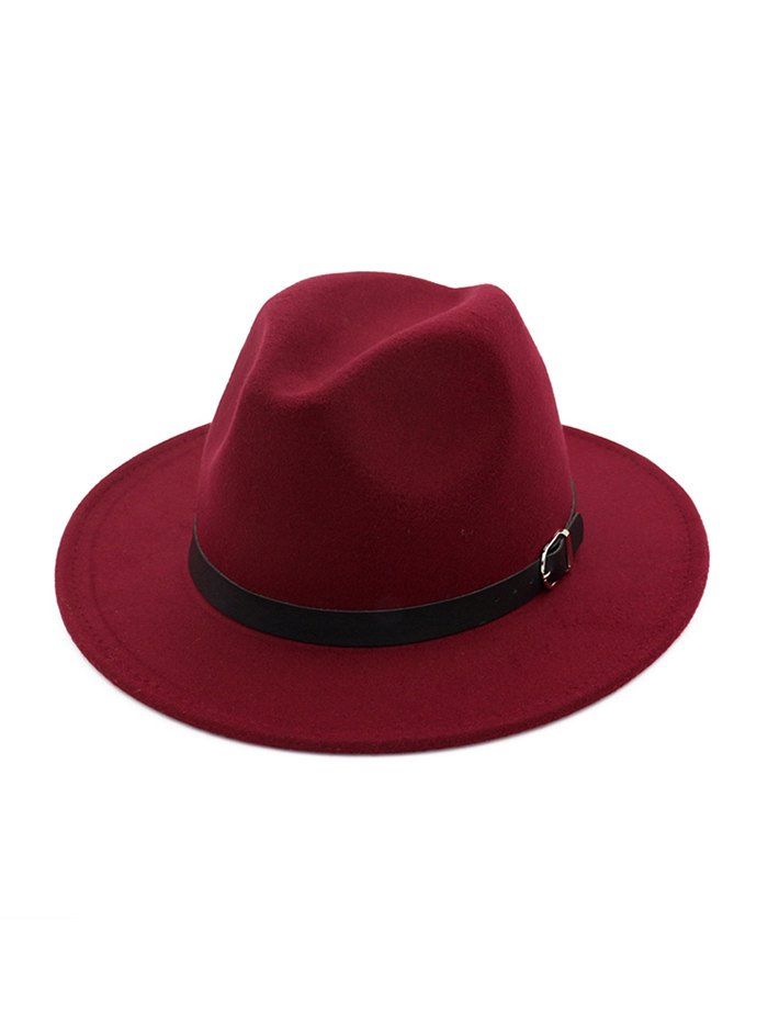 

Belt Embellished Vintage Jazz Hat, Red wine
