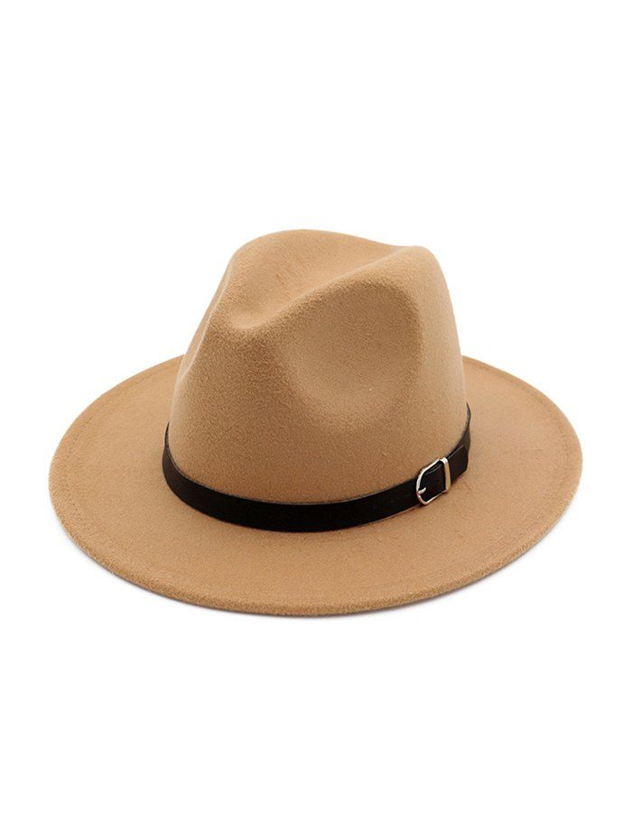 

Belt Embellished Vintage Jazz Hat, Light khaki