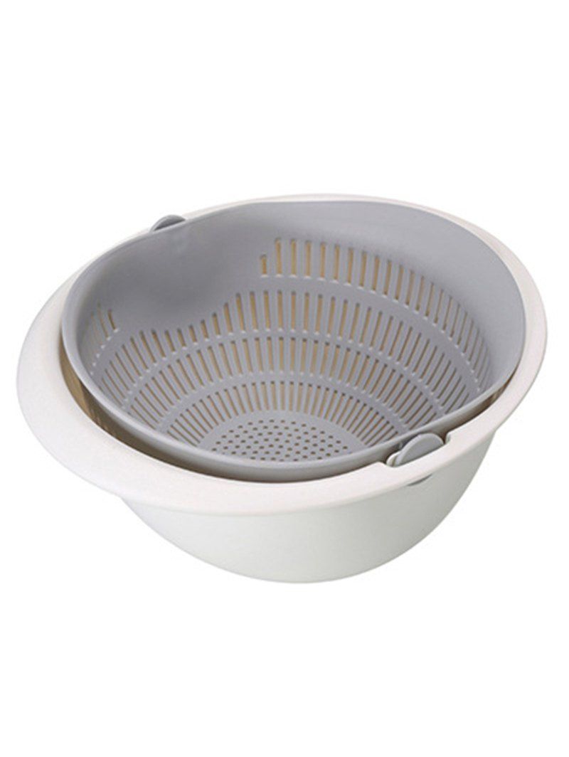 

Double-layer Kitchen Bracket Drain Basket for Fruit Vegetable, Gray cloud