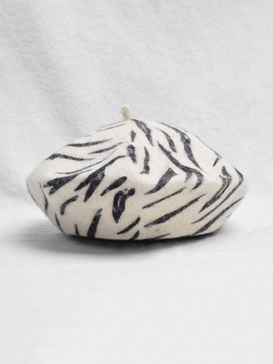 

Vintage Style Zebra Print Beret Hat, Multi-a