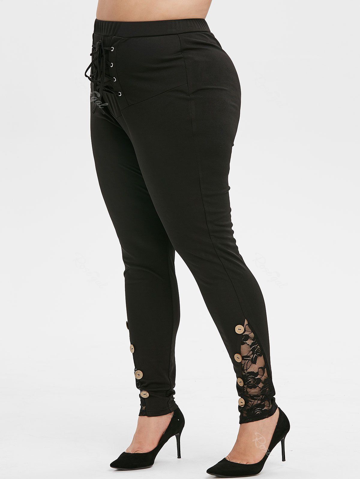 plus size lace up leggings